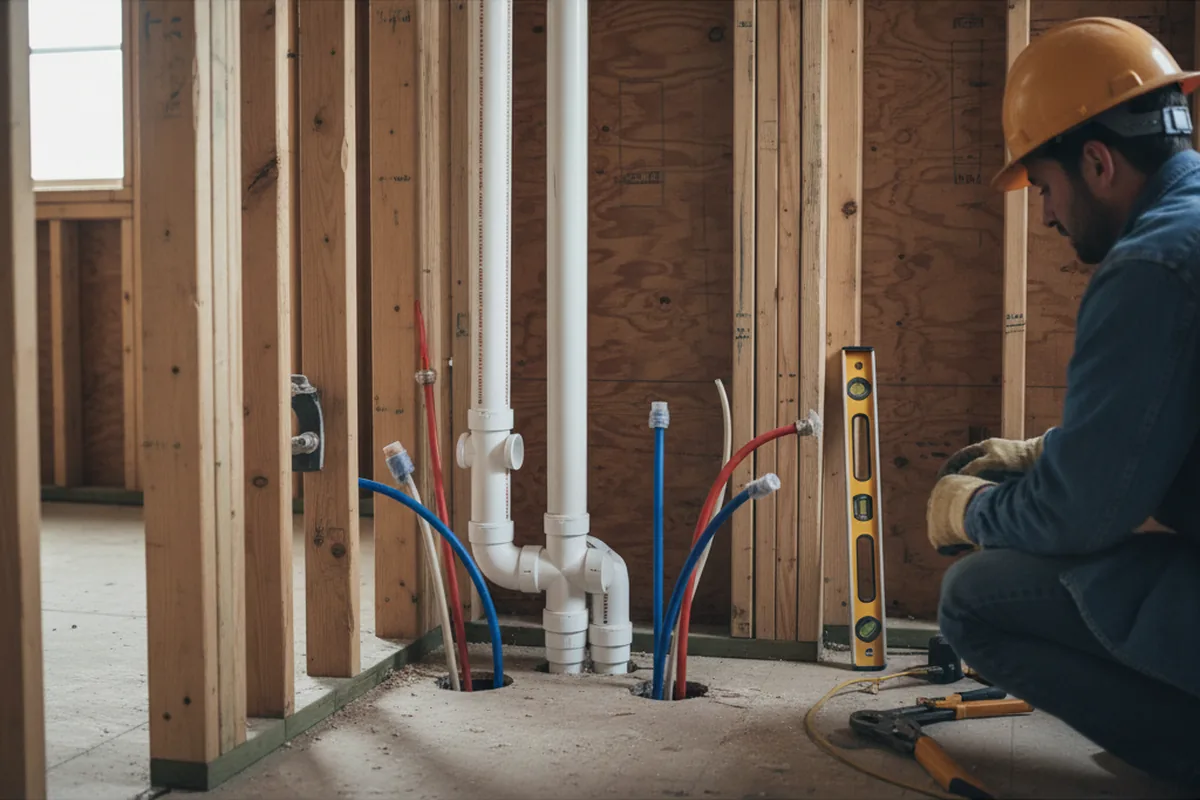 Drain and supply rough-in during Sump Pump Repair in Graham