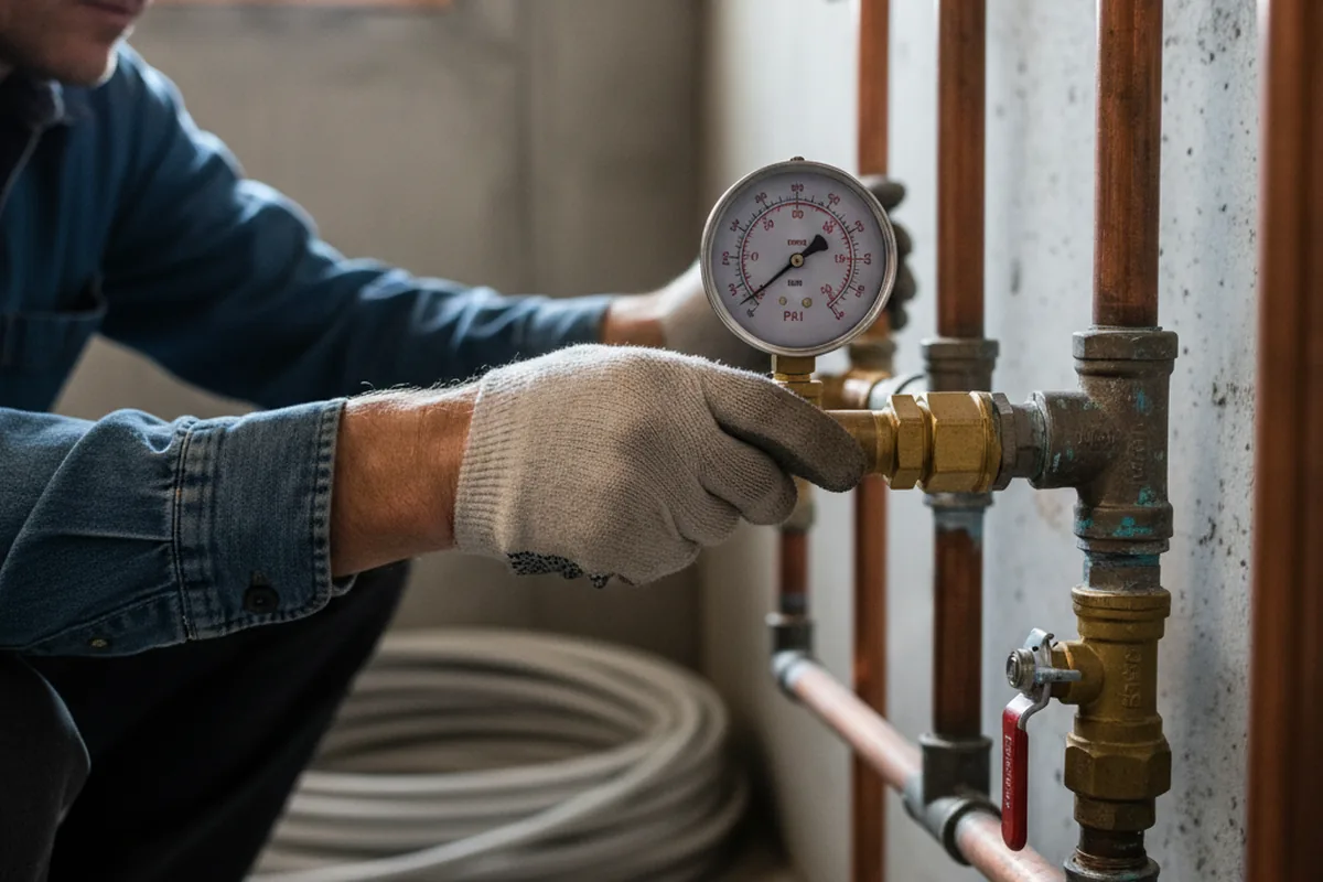 Pressure testing a repaired line during Water Line Repair in Graham